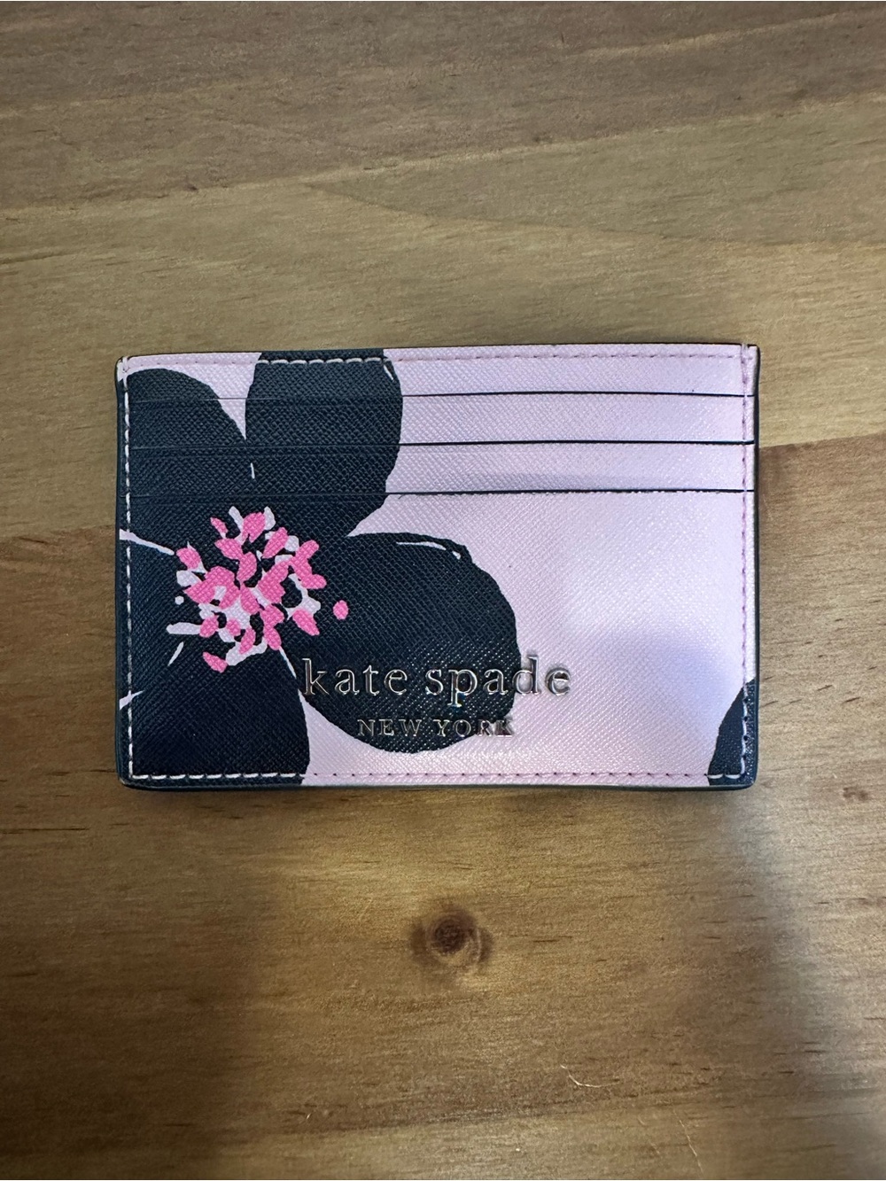 NWOT kate spade Pink and Black Floral Card Holder